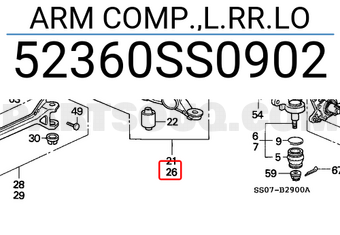 Honda 52360SS0902 ARM COMP.,L.RR.LO