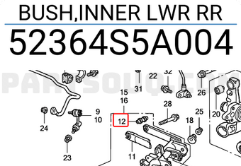 Honda 52364S5A004 BUSH,INNER LWR RR
