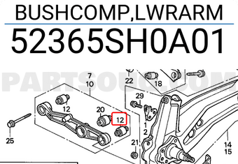 Honda 52365SH0A01 BUSHCOMP,LWRARM