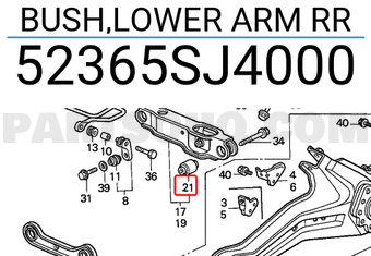 Honda 52365SJ4000 BUSH,LOWER ARM RR