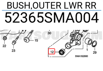 Honda 52365SMA004 BUSH,OUTER LWR RR