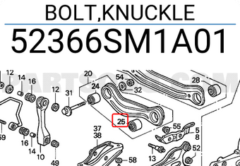 Honda 52366SM1A01 BOLT,KNUCKLE