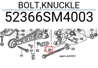 Honda 52366SM4003 BOLT,KNUCKLE