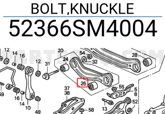 Honda 52366SM4004 BOLT,KNUCKLE