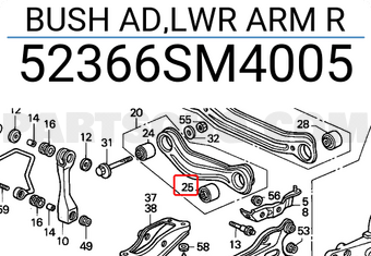 Honda 52366SM4005 BUSH AD,LWR ARM R