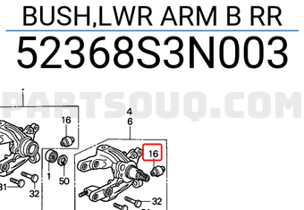 Honda 52368S3N003 BUSH,LWR ARM B RR