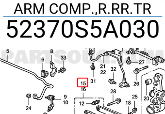 Honda 52370S5A030 ARM COMP.,R.RR.TR