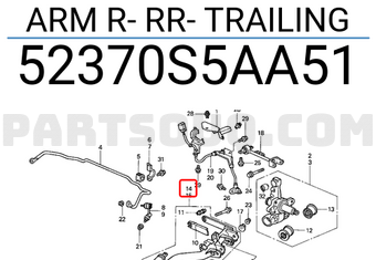 Honda 52370S5AA51 ARM R- RR- TRAILING