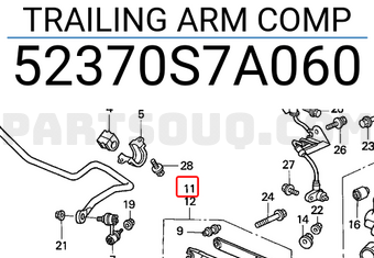 Honda 52370S7A060 TRAILING ARM COMP