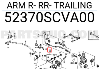 Honda 52370SCVA00 ARM R- RR- TRAILING
