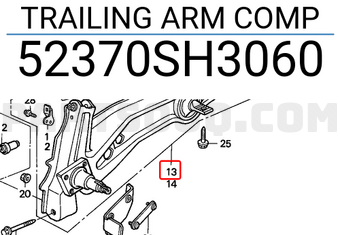 Honda 52370SH3060 TRAILING ARM COMP