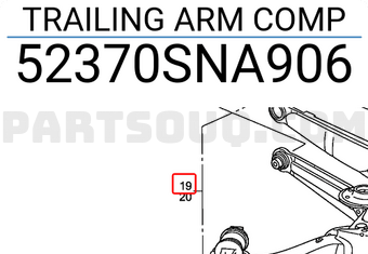 Honda 52370SNA906 TRAILING ARM COMP