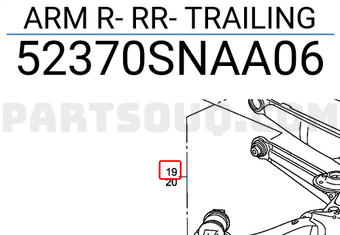 Honda 52370SNAA06 ARM R- RR- TRAILING
