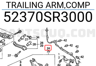 Honda 52370SR3000 TRAILING ARM,COMP