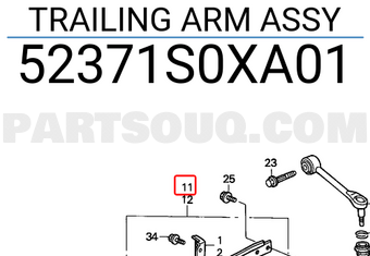Honda 52371S0XA01 TRAILING ARM ASSY