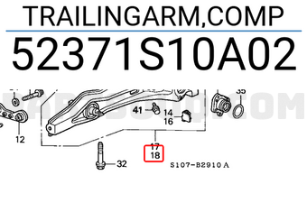 Honda 52371S10A02 TRAILINGARM,COMP