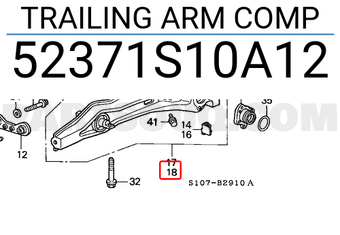 Honda 52371S10A12 TRAILING ARM COMP