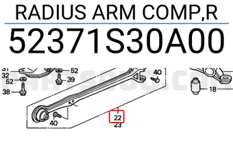 Honda 52371S30A00 RADIUS ARM COMP,R