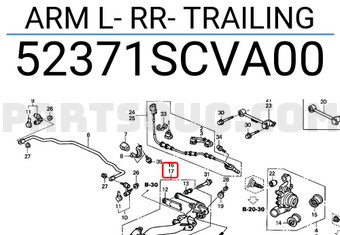 Honda 52371SCVA00 ARM L- RR- TRAILING