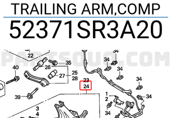 Honda 52371SR3A20 TRAILING ARM,COMP