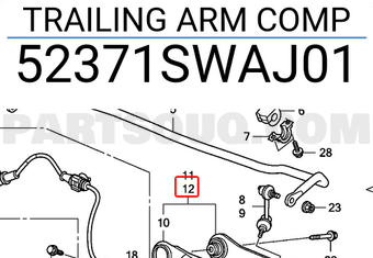 Honda 52371SWAJ01 TRAILING ARM COMP