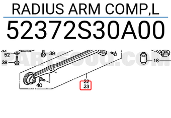 Honda 52372S30A00 RADIUS ARM COMP,L