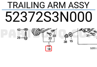 Honda 52372S3N000 TRAILING ARM ASSY