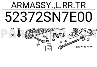 Honda 52372SN7E00 ARMASSY.,L.RR.TR
