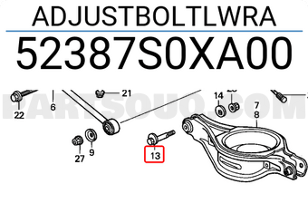 Honda 52387S0XA00 ADJUSTBOLTLWRA