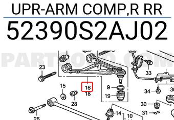 Honda 52390S2AJ02 UPR-ARM COMP,R RR