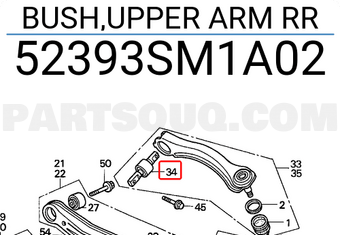 Honda 52393SM1A02 BUSH,UPPER ARM RR