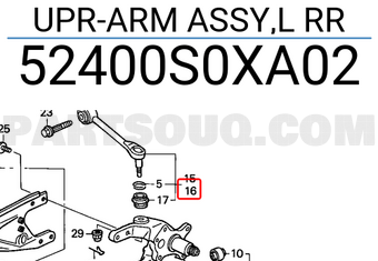 Honda 52400S0XA02 UPR-ARM ASSY,L RR