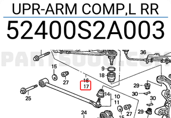 Honda 52400S2A003 UPR-ARM COMP,L RR