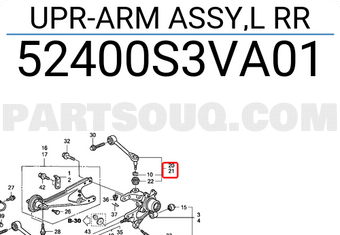 Honda 52400S3VA01 UPR-ARM ASSY,L RR