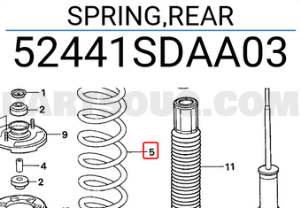 Honda 52441SDAA03 SPRING,REAR