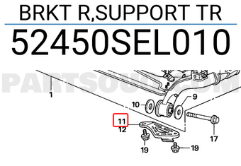 Honda 52450SEL010 BRKT R,SUPPORT TR