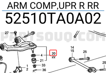 Honda 52510TA0A02 ARM COMP,UPR R RR