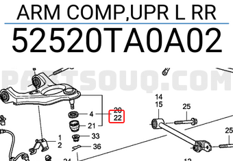 Honda 52520TA0A02 ARM COMP,UPR L RR