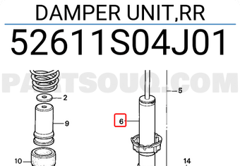 Honda 52611S04J01 DAMPER UNIT,RR