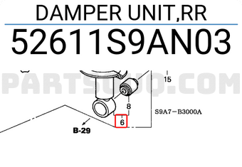 Honda 52611S9AN03 DAMPER UNIT,RR