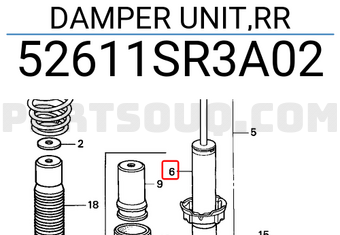 Honda 52611SR3A02 DAMPER UNIT,RR