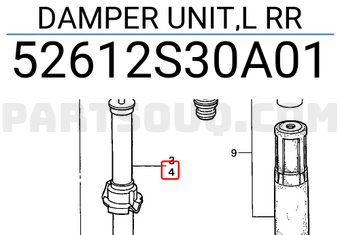 Honda 52612S30A01 DAMPER UNIT,L RR