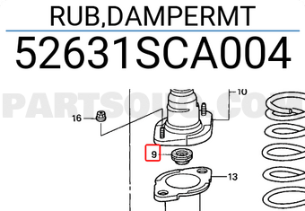 Honda 52631SCA004 RUB,DAMPERMT