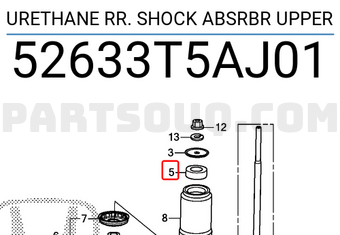 Honda 52633T5AJ01 URETHANE RR. SHOCK ABSRBR UPPER