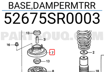 Honda 52675SR0003 BASE,DAMPERMTRR