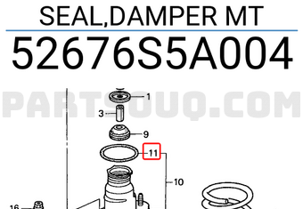 Honda 52676S5A004 SEAL,DAMPER MT