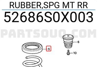 Honda 52686S0X003 RUBBER,SPG MT RR