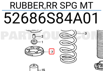 Honda 52686S84A01 RUBBER,RR SPG MT