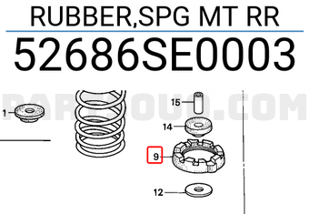 Honda 52686SE0003 RUBBER,SPG MT RR