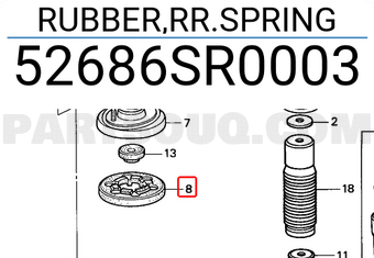 Honda 52686SR0003 RUBBER,RR.SPRING
